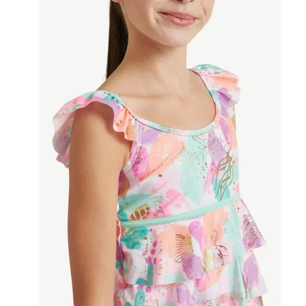 21. Justice Girls Flutter Sleeve Cupcake Tankini Ruffle Top